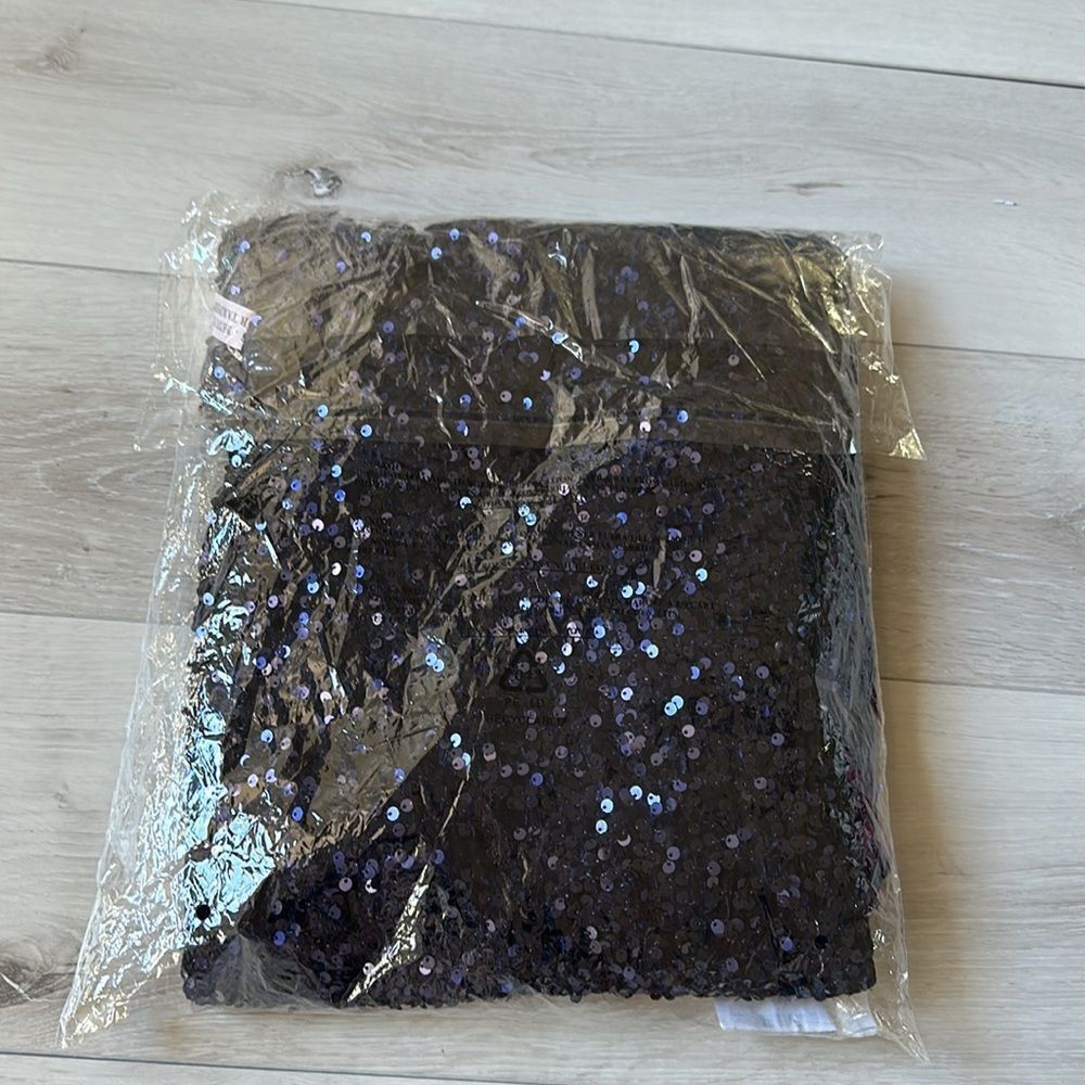 Emprada Alessia Navy Blue Off Shoulder Sequin Dress M Nwt In Packaging — image 7 of 7